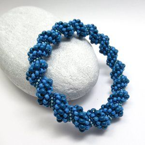 Blue Cellini Spiral beadwoven bracelet